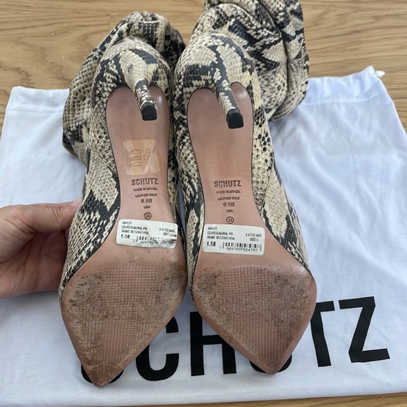 SCHUTZ Ashley BOOTS size 6.5  medium Made In Brazil Leather Sole snake print - Picture 8 of 12